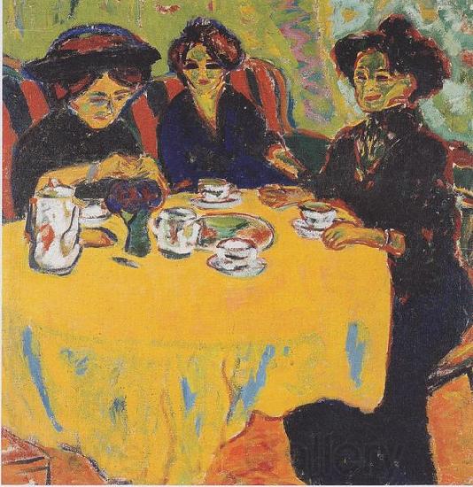 Ernst Ludwig Kirchner Coffee drinking women Norge oil painting art